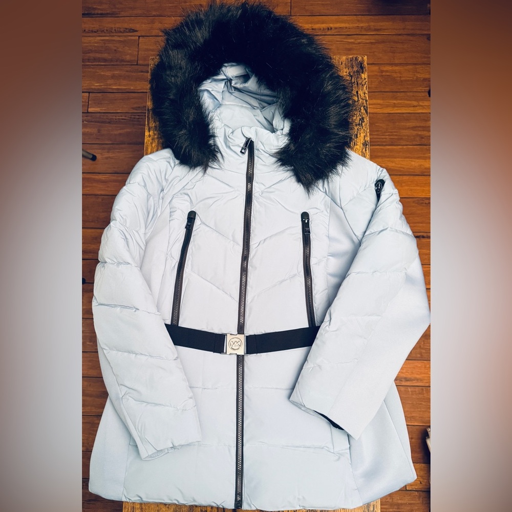 Michael Kors Women’s Faux Fur Parka Jacket Size XL Blue